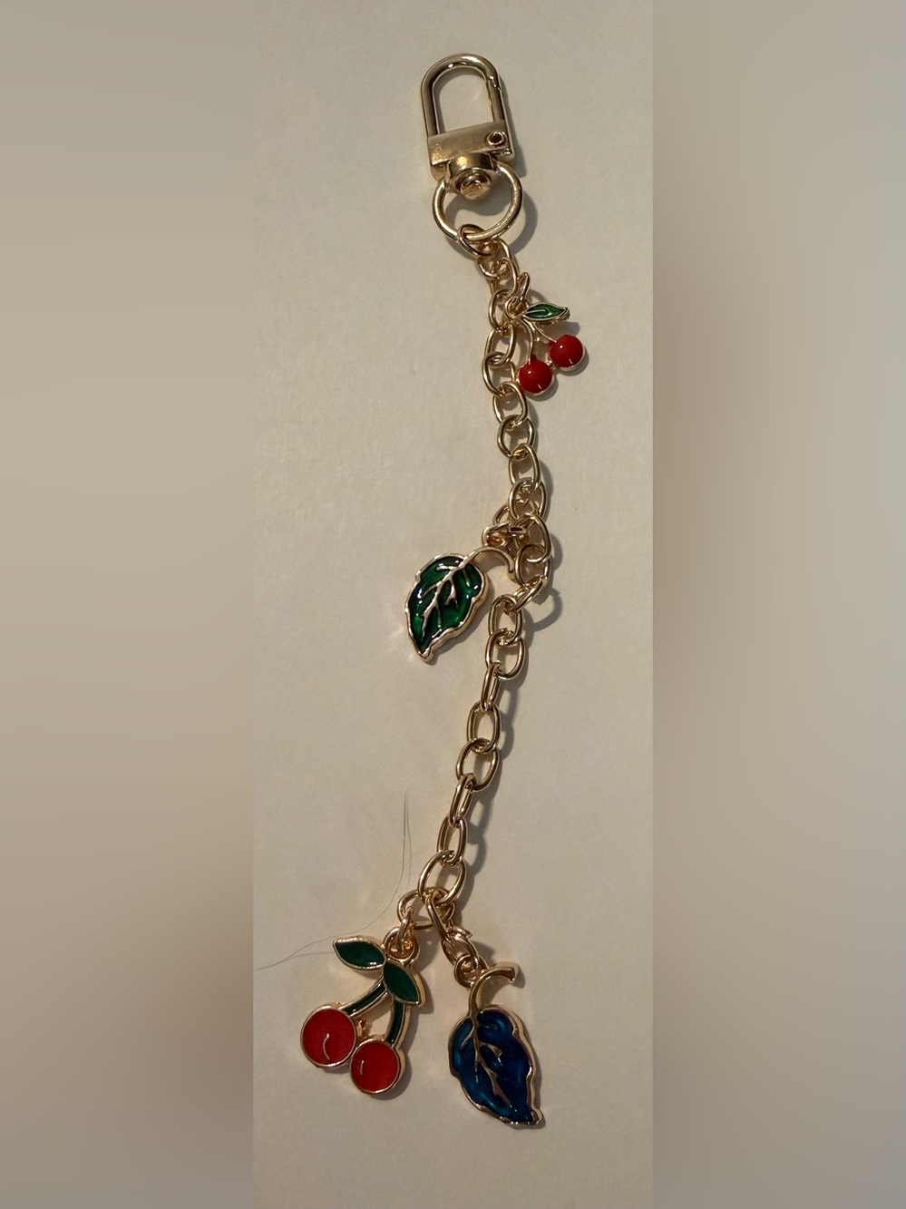 Gold-Tone Green Enamel Leaf Charm
